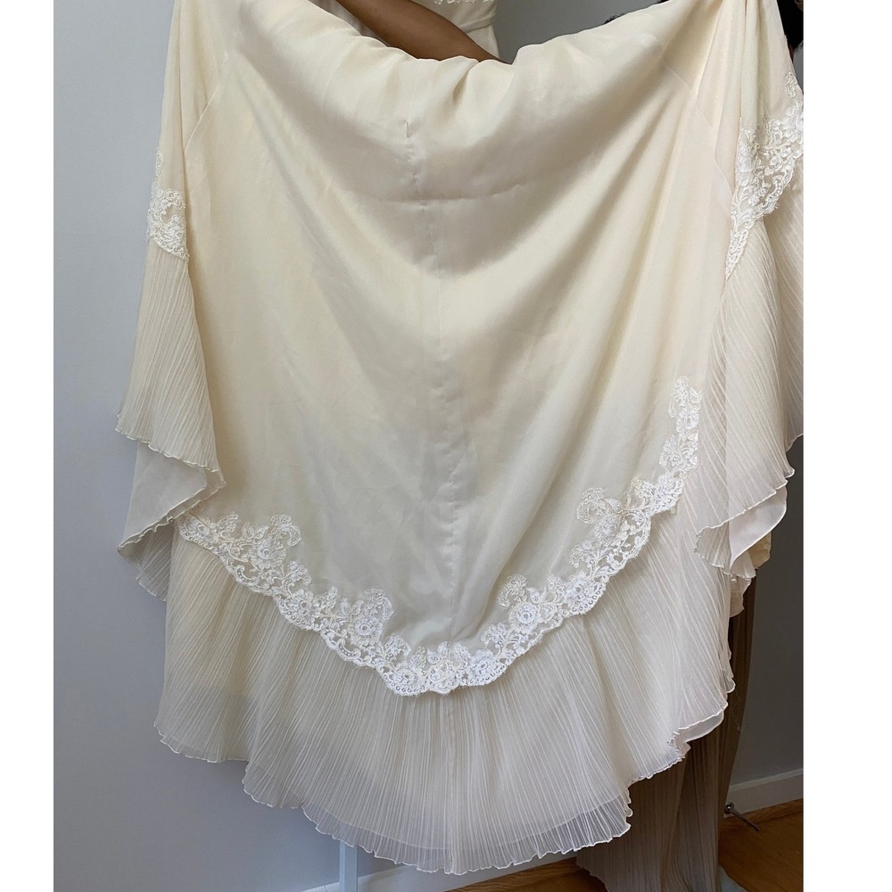 Vintage Ethereal Fairy Prairie Babydoll Edwardian Wedding Dress Cream - Picture 6 of 6